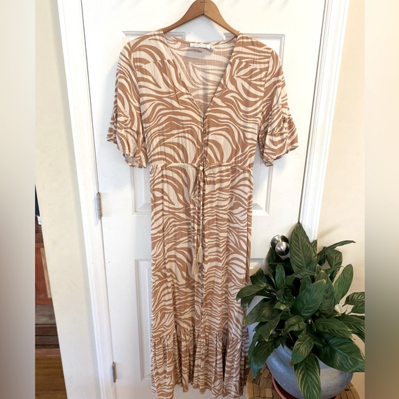 Petal Pup bohemian, zebra print maxi dress - Picture 3 of 14